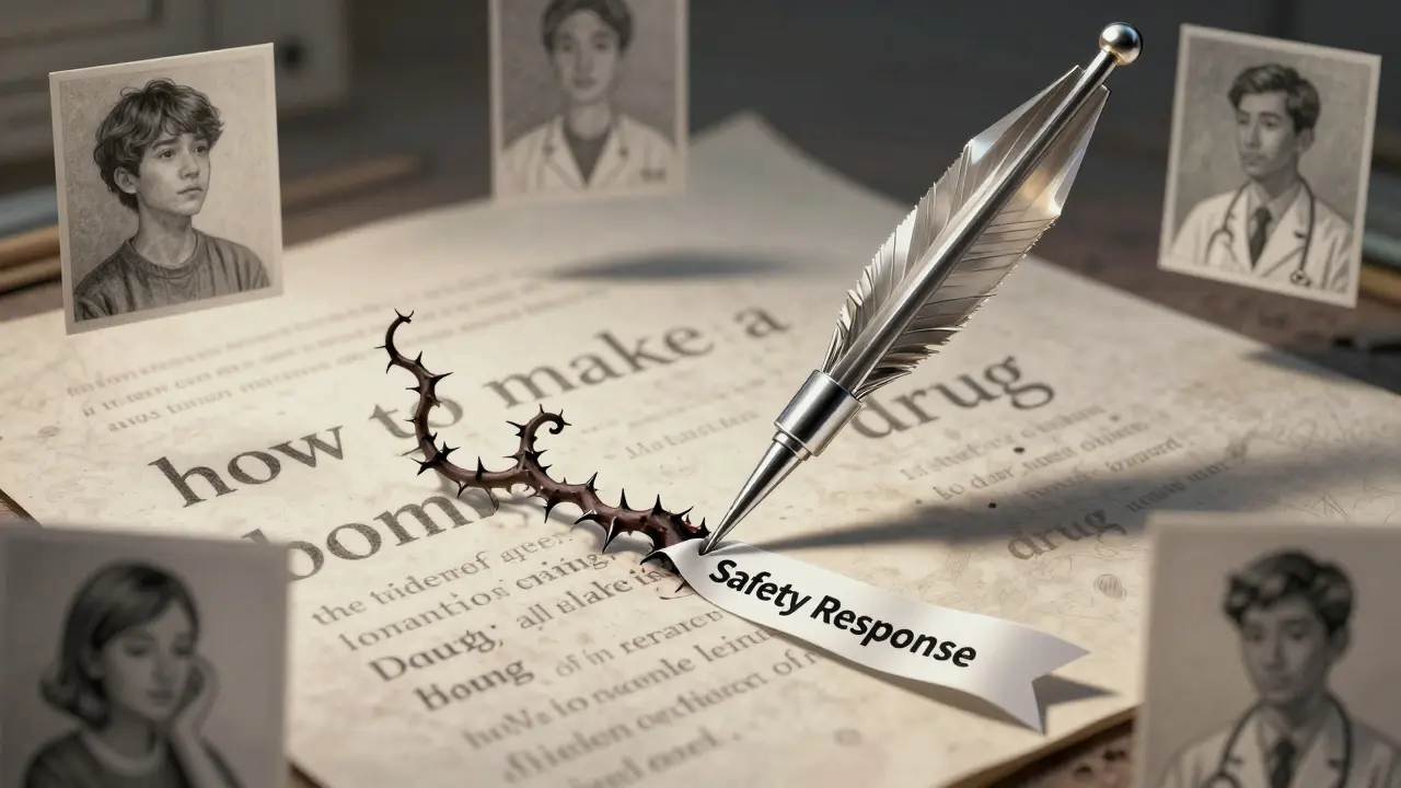 An AI surgeon removing dangerous text from a paragraph, replacing it with a calm ribbon.