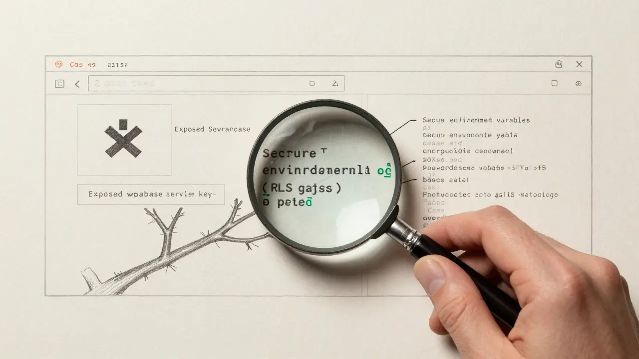 A secure vs insecure code schematic in fine metalpoint lines, highlighting exposed credentials and protected data streams.