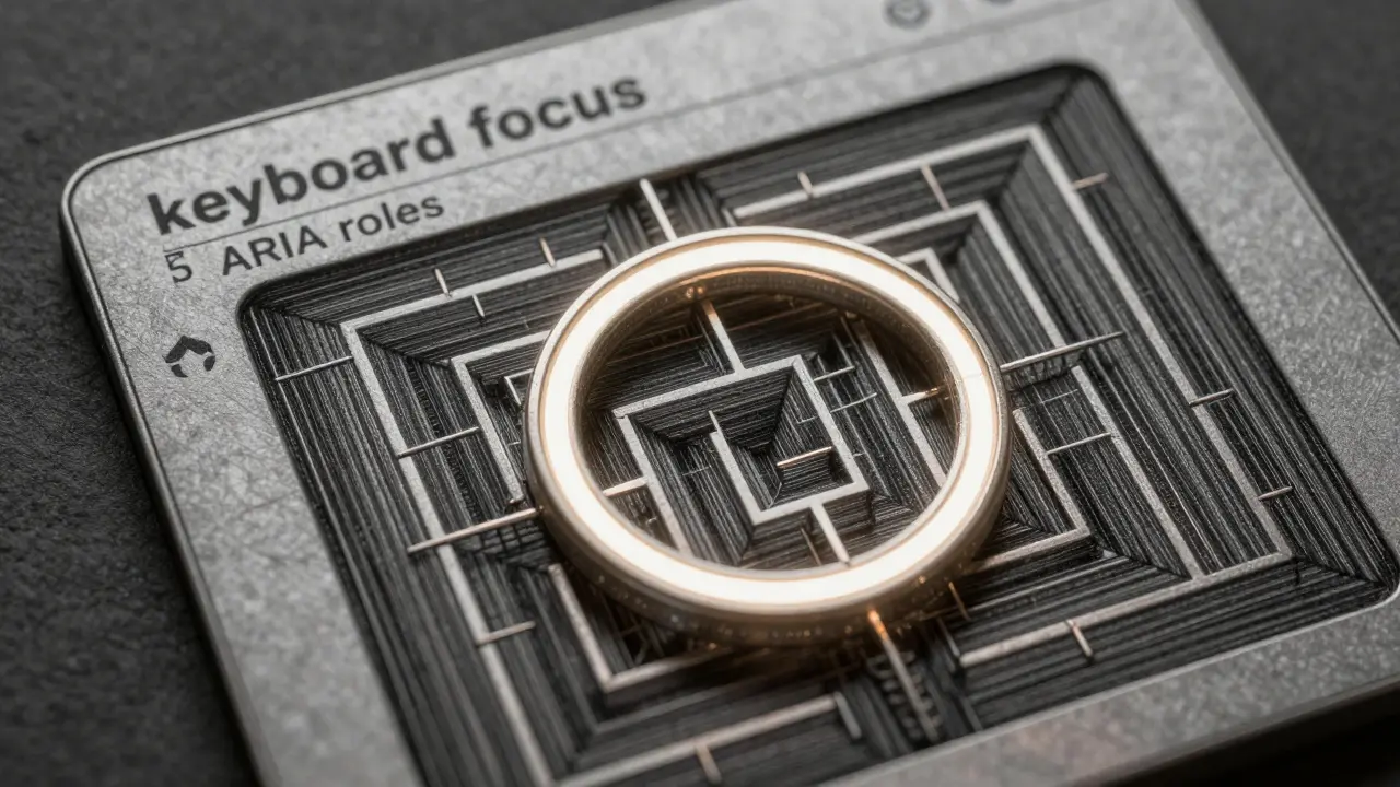 Detailed drawing of a keyboard focus ring trapped inside a geometric modal window.