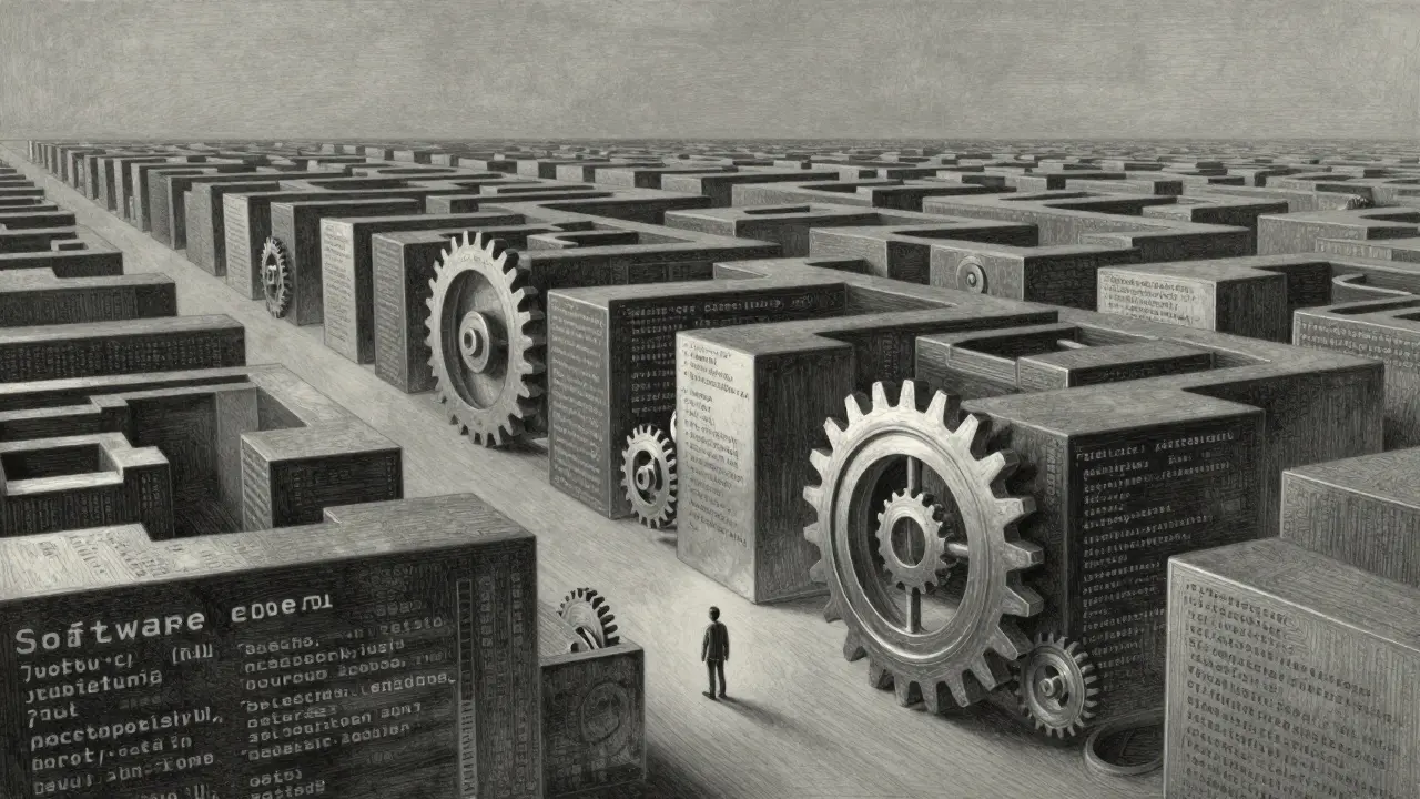 Metalpoint drawing of a person standing before a giant labyrinth of floating code.