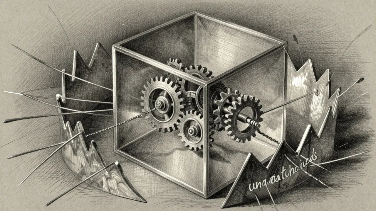 Metalpoint illustration of a secure sandbox protecting a conversation from external attacks.