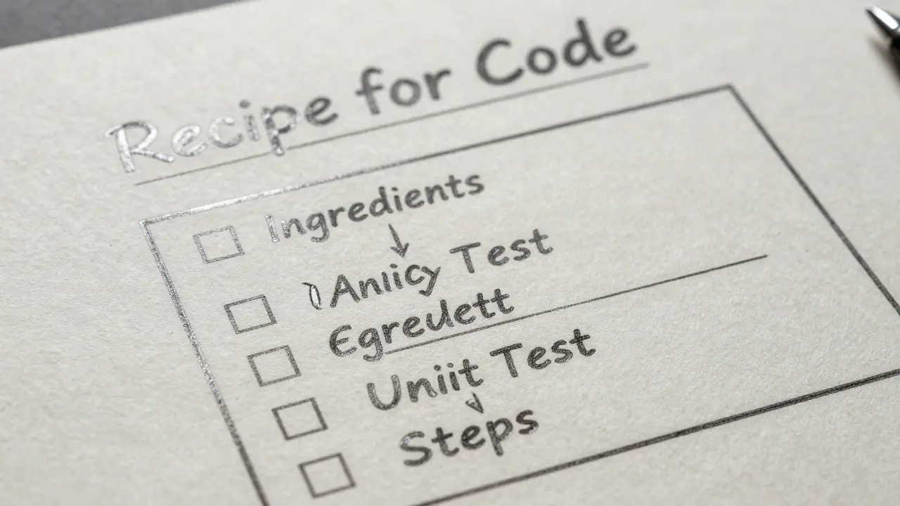 Metalpoint illustration of a structured blueprint for a code unit test recipe.