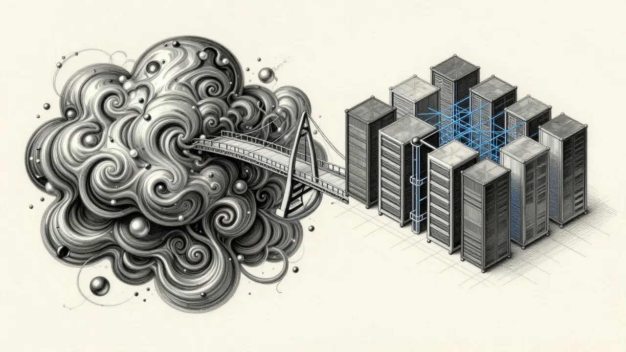 Metalpoint illustration showing the transition from organic AI vibes to structured IaC blueprints.