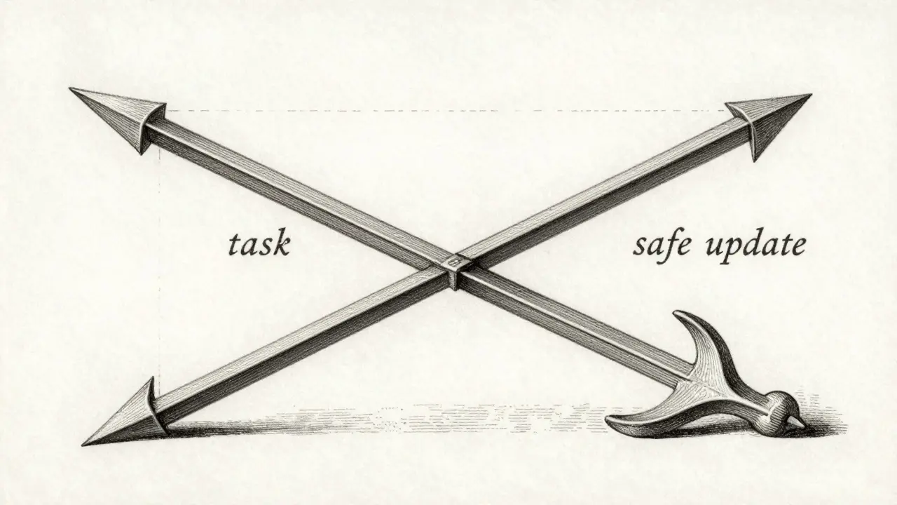Detailed metalpoint drawing of intersecting vectors illustrating SafeGrad gradient projection.