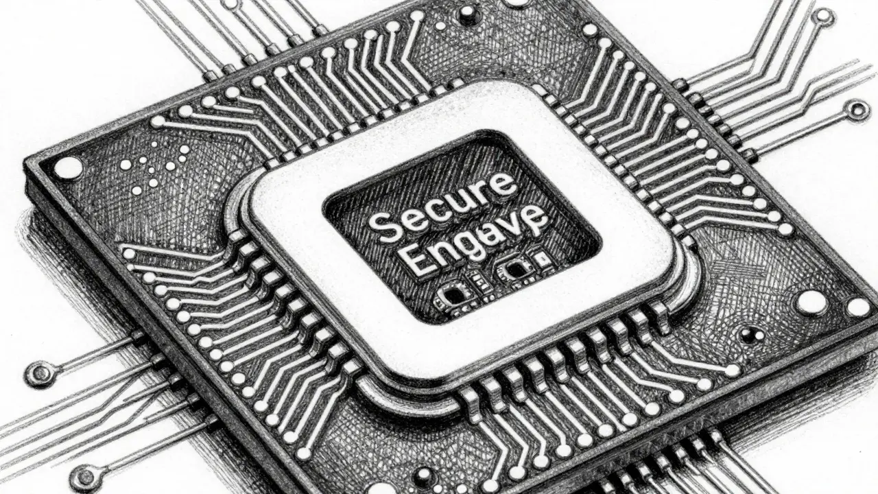 Illustration of a CPU secure enclave isolated within processor circuitry