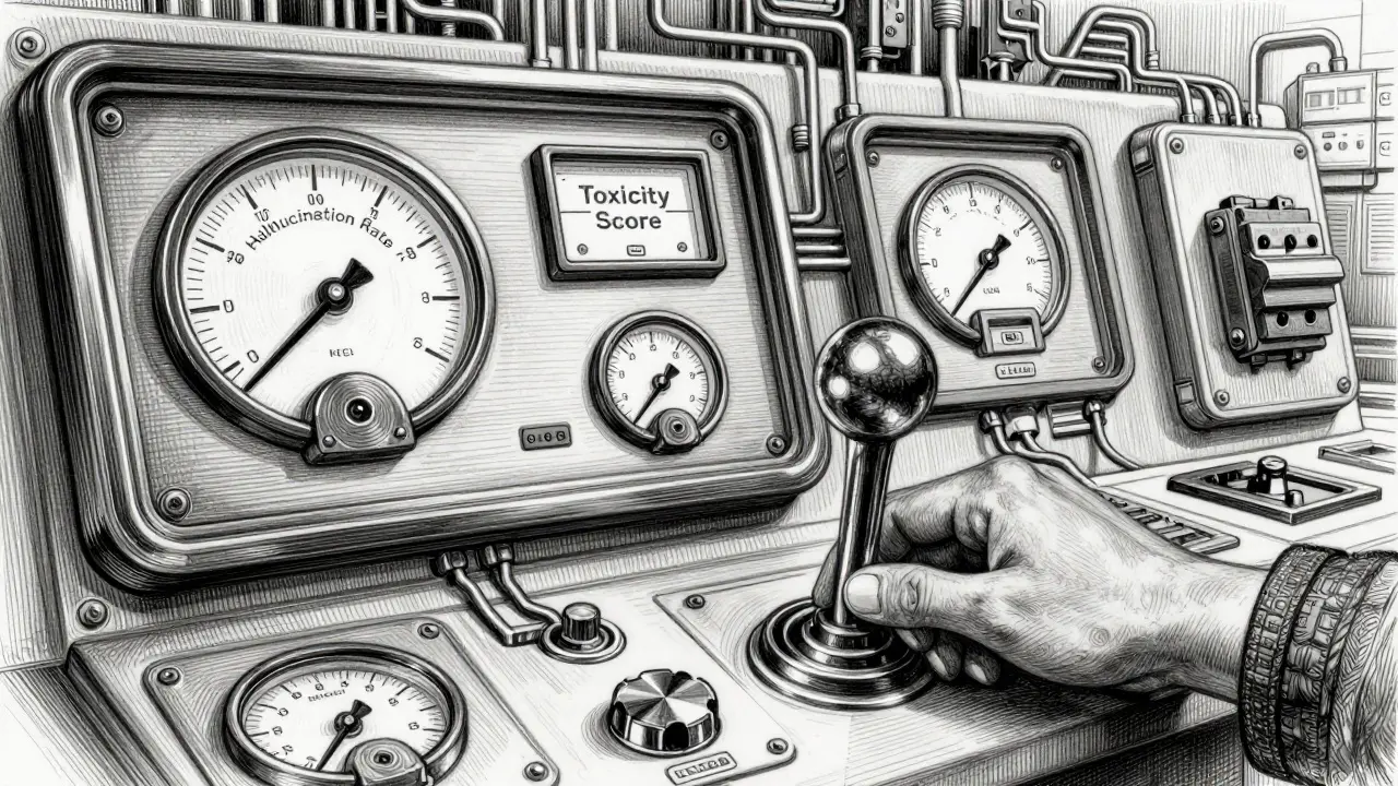 Detailed metalpoint etching of an analog-style dashboard monitoring AI health metrics and circuit breakers.