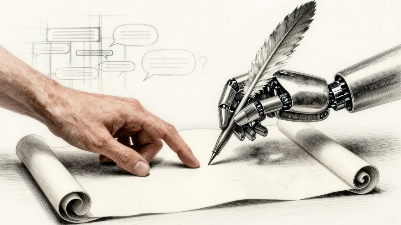 Human and AI collaborating through dialogue