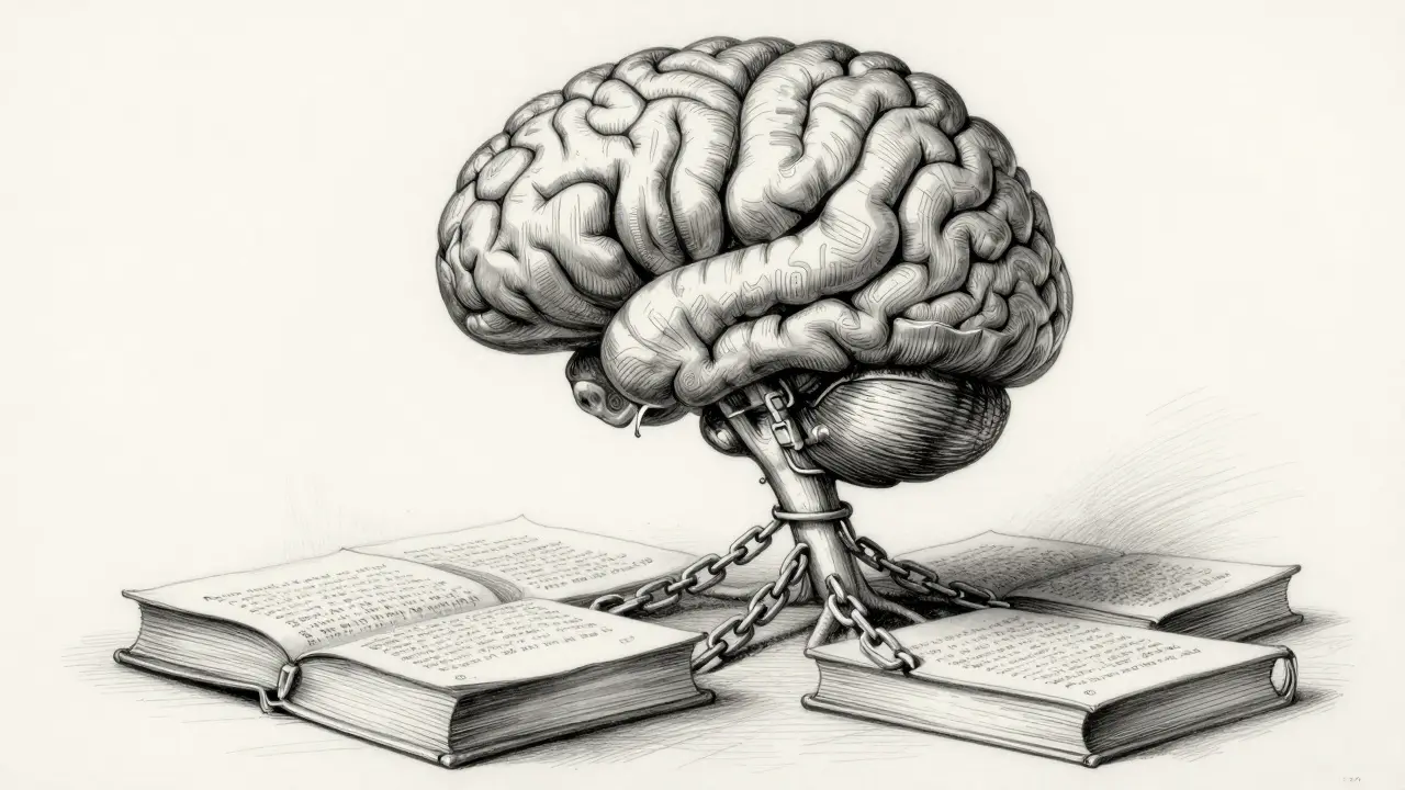 Illustration of AI model anchored to source documents representing faithfulness