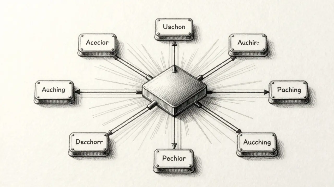 Neural network routing queries efficiently, illustrating autoscaling and caching.