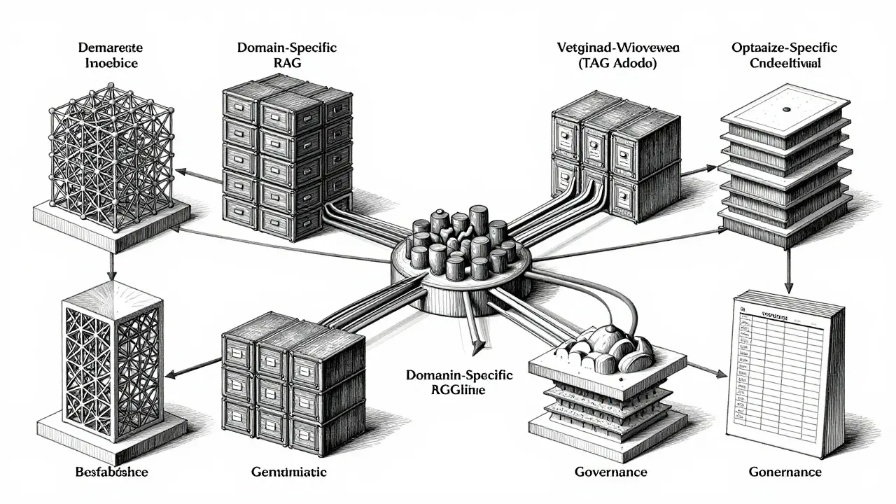Schematic metalpoint drawing of RAG system components and architecture