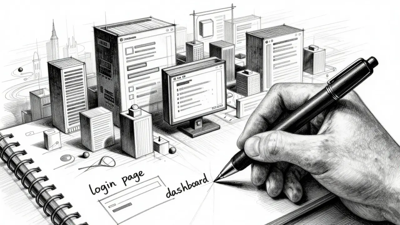 Simple prompts transforming into complex app designs