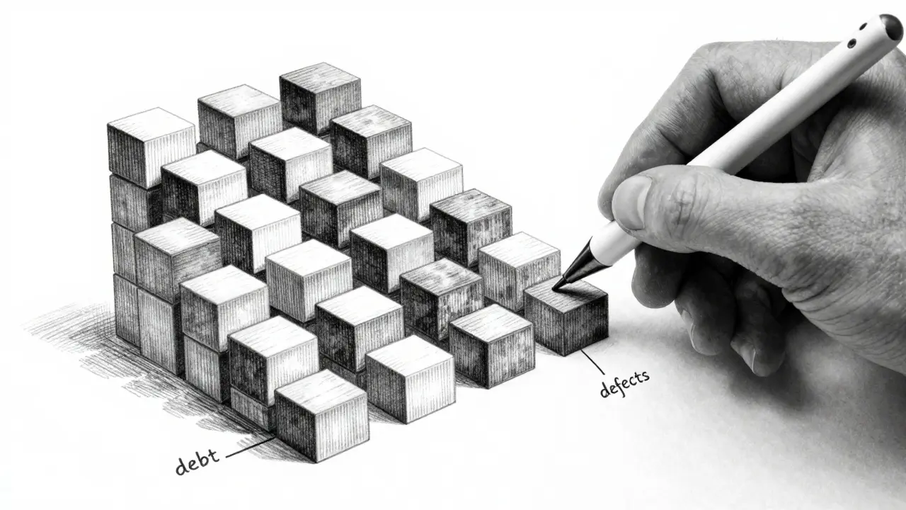 Hand organizing blocks into an orderly staircase structure