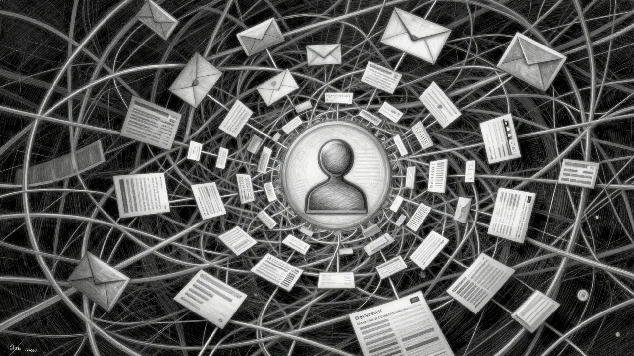 Tangled web of scattered personal data fragments
