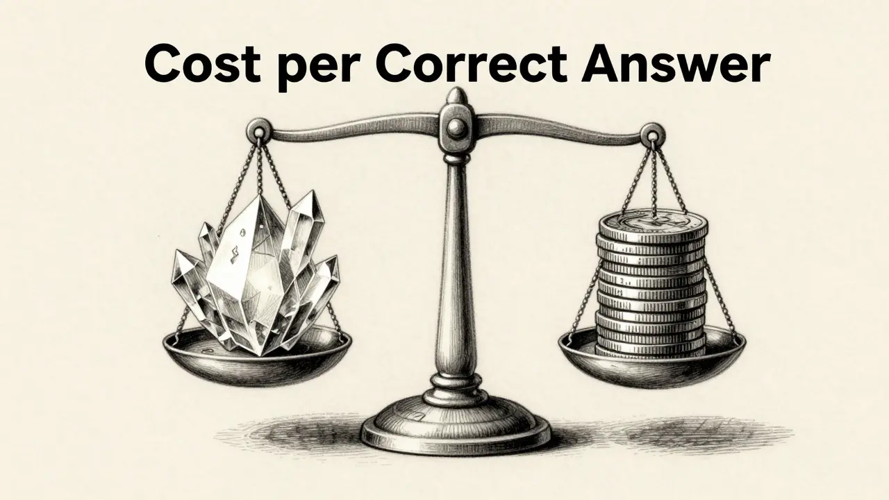 Benchmarking Cost per Correct Answer for LLM Reasoning Tasks