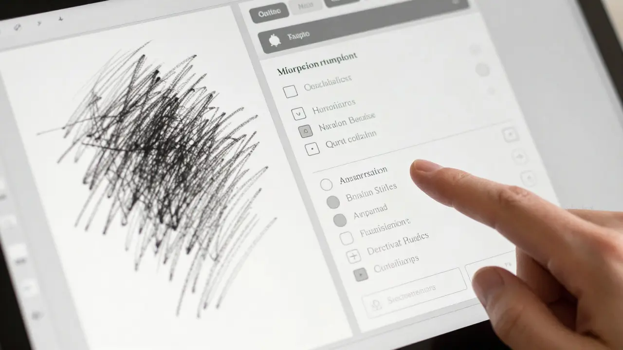 Illustration showing transition from rough sketches to refined interface details in metalpoint