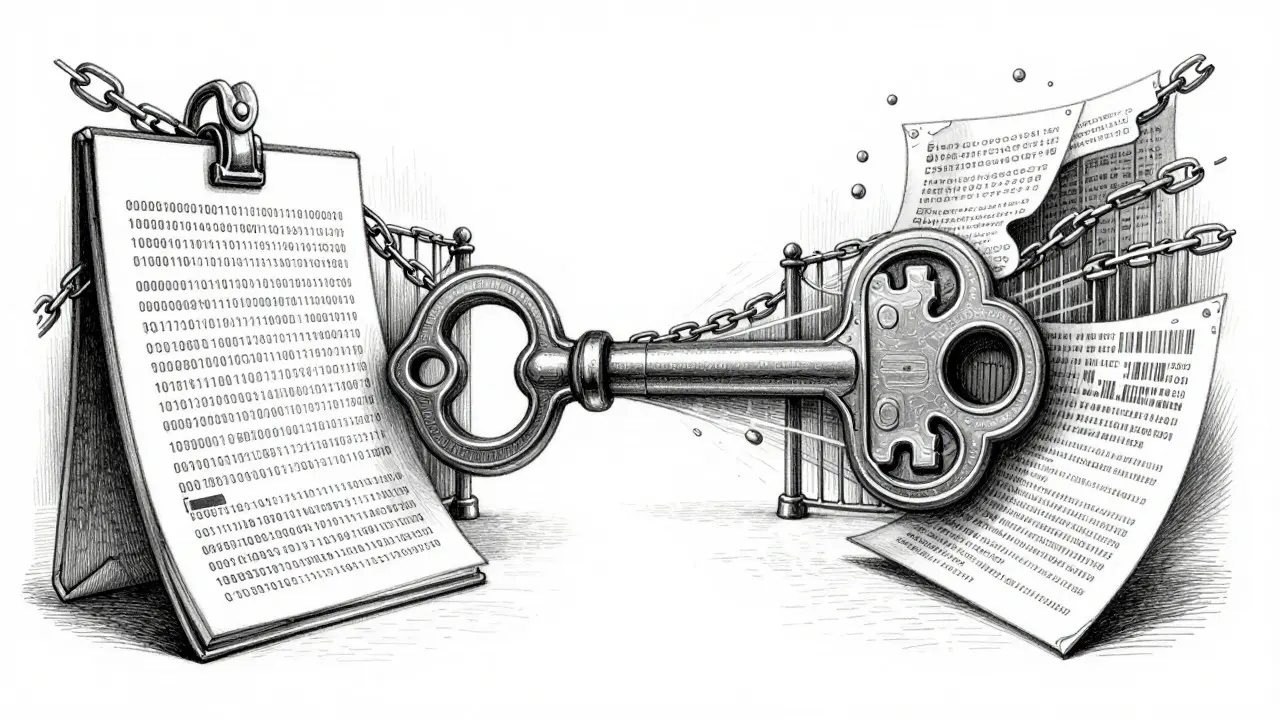Metalpoint art showing secure data streams for healthcare and finance sectors