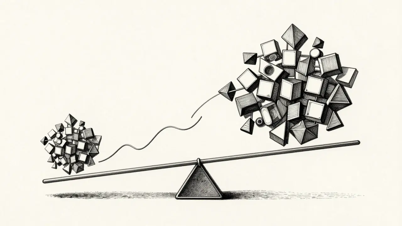 Metalpoint drawing of a balance scale comparing data density and sequence length