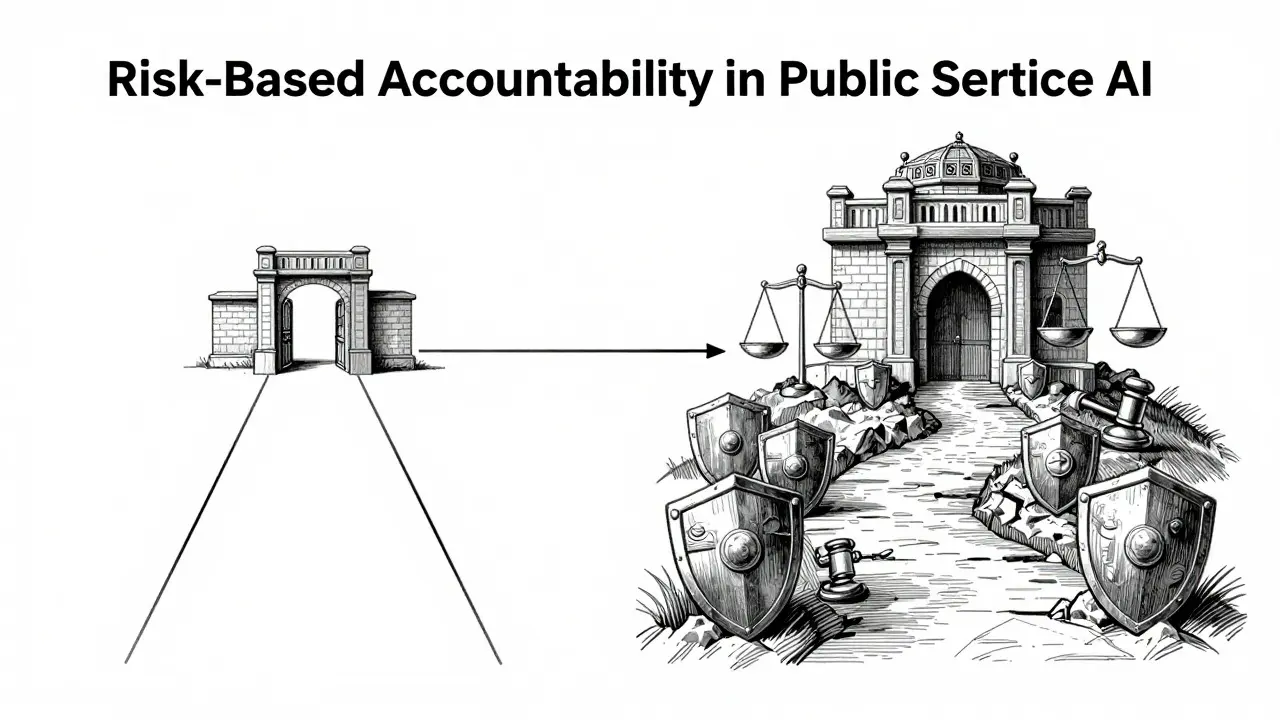 Metalpoint illustration of two diverging paths showing different levels of AI risk and accountability