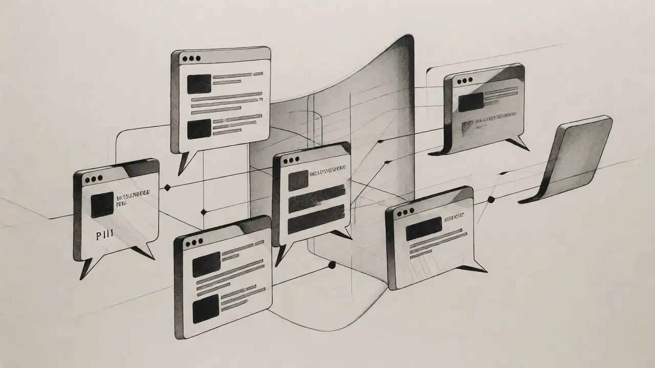 Abstract metalpoint art of secured multi-turn LLM conversation contexts
