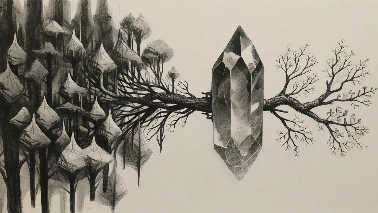 Illustration showing data flowing from a forest to specialized applications.