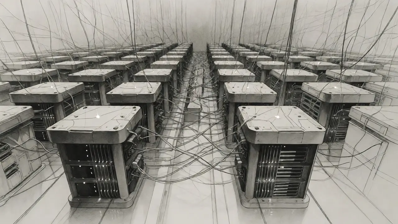 Vast GPU cluster network illustrated in delicate metalpoint line work