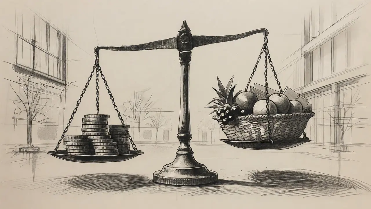 A balanced scale comparing development costs to market benefits in metalpoint art.