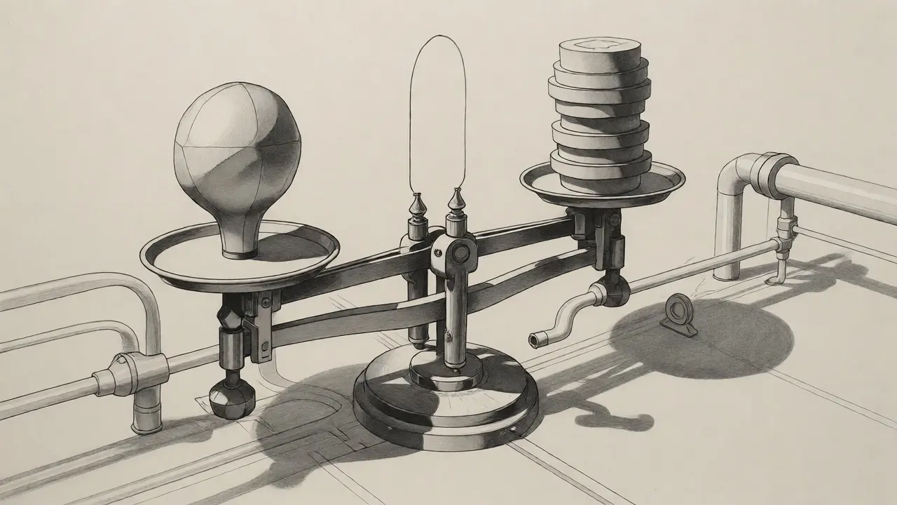 Balance scale measuring prompt quality in detailed line art