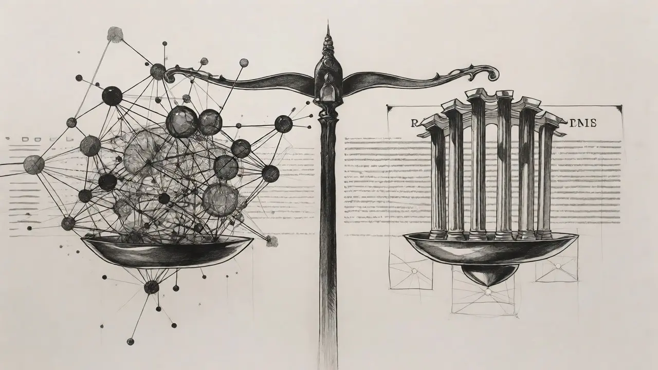 Scales balancing neural networks against governance structures