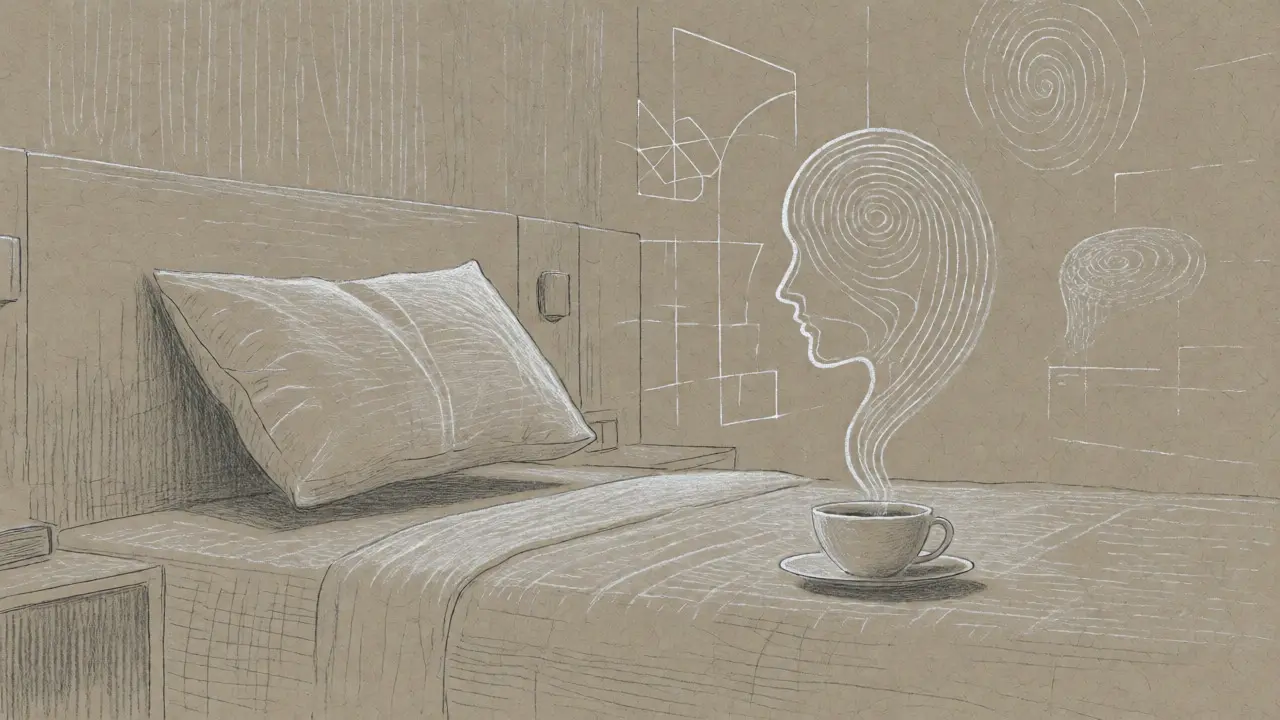 Surreal hotel room scene where amenities float to meet guest preferences in metalpoint style.